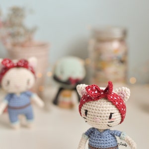 SPANISH/ENGLISH pattern amigurumi cat from Rosie the Riveter Rosie the riveter cat mini gift cat pattern easy pattern image 7