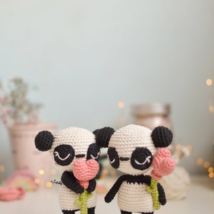 SPANISH/ENGLISH pattern of amigurumi panda bear with bamboo and heart balloon amigurumi pattern intermediate level valentine pattern image 7