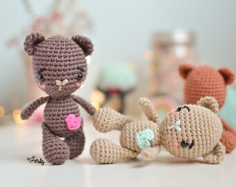 Spanskt/engelskt mönster för att göra en mini amigurumi-björn, amigurumi-björn, enkelt mönster för nybörjare, PDF-mönster, liten nallebjörn