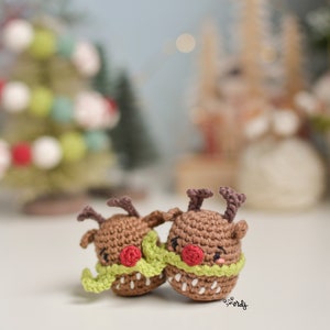 Combo of 3 SPANISH/ENGLISH patterns Mini Mama Noel, Mini gift and Mini Rudolf, mini Christmas amigurumis, knitting guide for beginners image 2