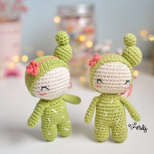 Patron ou guide de tricot pour réaliser la fille cactus amigurumi, patron en ESPAGNOL/ANGLAIS, patron pour débutants, Caturela, amigurumi cactus
