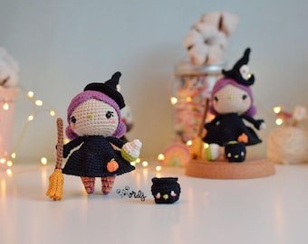 Patrón Español/INGLÉS para tejer a Agatha la bruja amigurumi |muñeca amigurumi | bruja amigurumi| patrón apto para principiantes