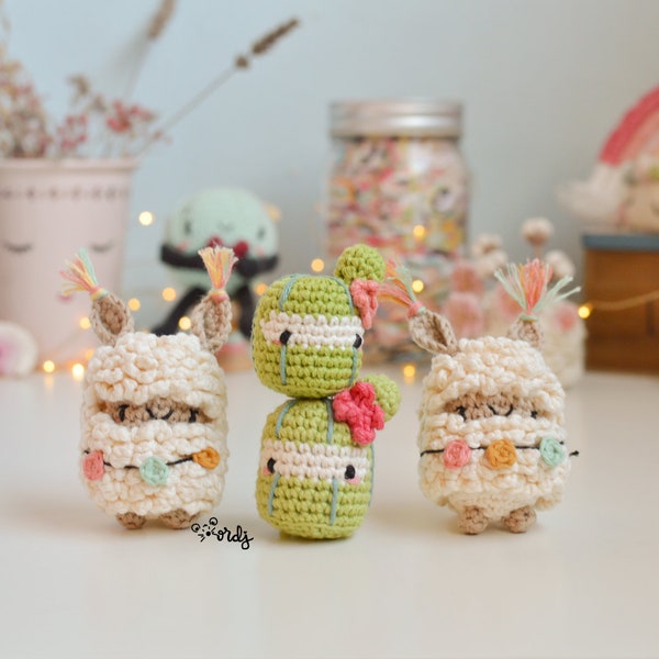 Combo 2 patrones ESPAÑOL/INGLÉS mini llama y cactus, patrón pdf, mini amigurumi, patrón amigurumi, patrón para principiantes, mini llama