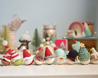 Combo 8 SPANISH/ENGLISH Patterns Christmas Mini Gnomes amigurumi, Nordic mini gnome amigurumi, pdf pattern, mini amigurumi, Santa gnome, Grinch