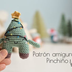 Spanish/ENGLISH Pinchiño Christmas tree pattern, amigurumi pattern, amigurumi Christmas tree, Christmas ornament, amigurumi tree, easy pattern