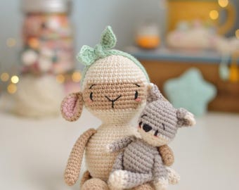 Patrón Oveja amigurumi ESPAÑOL/INGLÉS y su mini lobo, patrón amigurumi fácil, patrón para principiantes, combo de 2 patrones | Beela y Bito