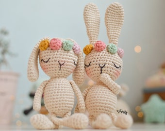 Amigurumi pattern in SPANISH/ENGLISH to knit a rabbit called cuquinejo | knitting pattern or guide to make a crochet rabbit