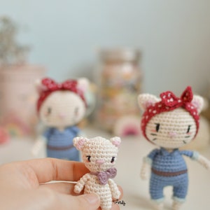 SPANISH/ENGLISH pattern amigurumi cat from Rosie the Riveter Rosie the riveter cat mini gift cat pattern easy pattern image 5