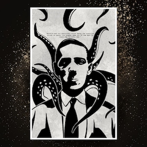 H.P. Lovecraft Portrait, Herald of Cosmic Horror, 11x17 Digital Art Print, Unframed
