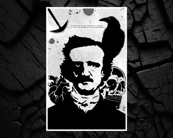 Edgar Allan Poe Portrait, Master of Horror, 11x17 Digital Art Print, Unframed