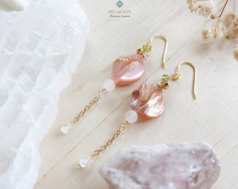 Boucles d'oreilles écoute ton coeur, nacre