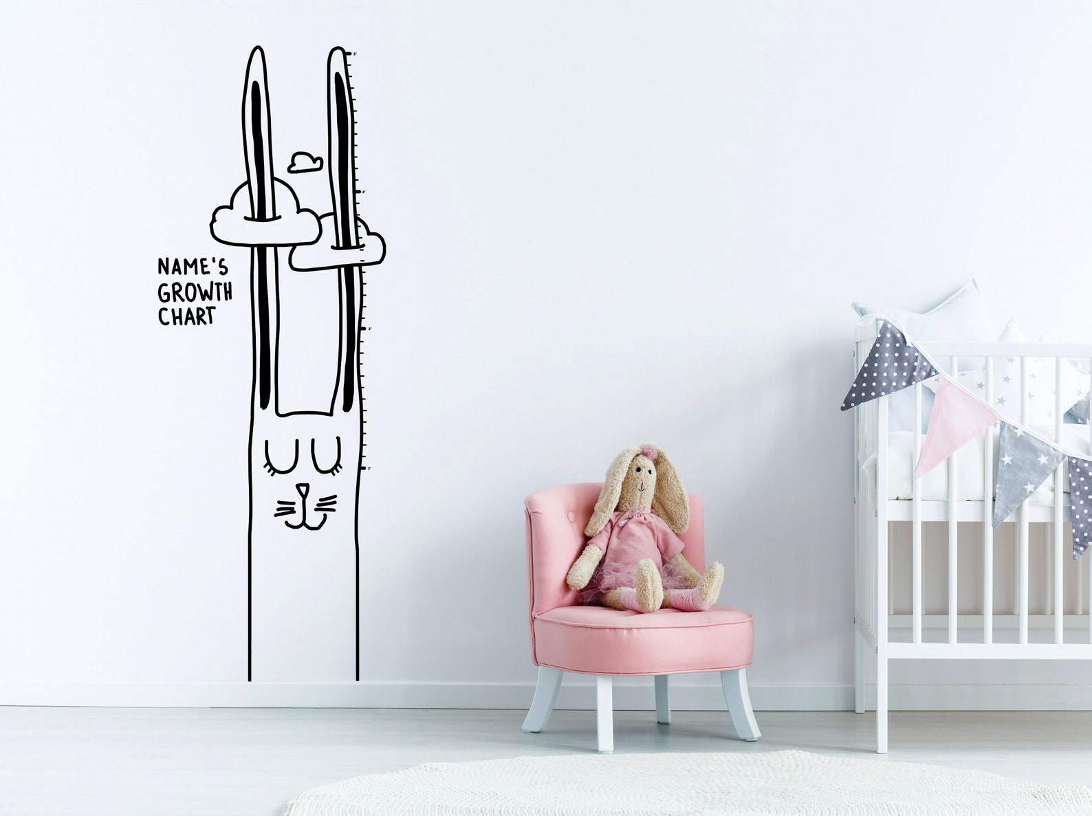 Personalized Bunny Growth Chart. Rabbit Height Chart for Kids. Self