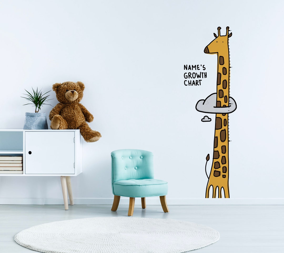 Personalized Giraffe Growth Chart for Kids. Self Adhesive Wall Decal ...