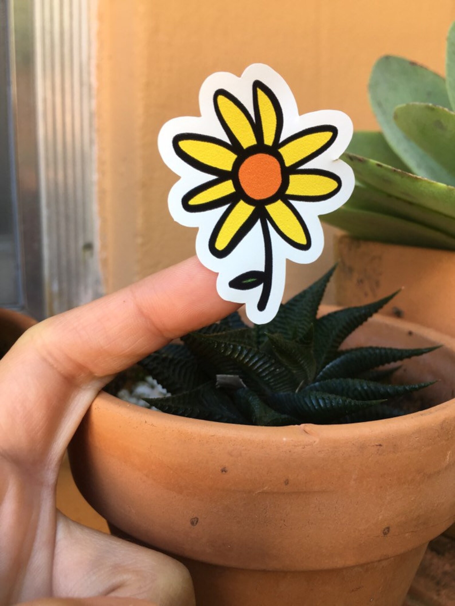 The Yellow Flower Sticker. Flower Car Decal, Bottle Sticker, Laptop