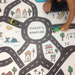 Personalized Car Play Mat for toddlers / Road Adventure Mat / Unique name illustration, ideal gift for birthdays. image 6