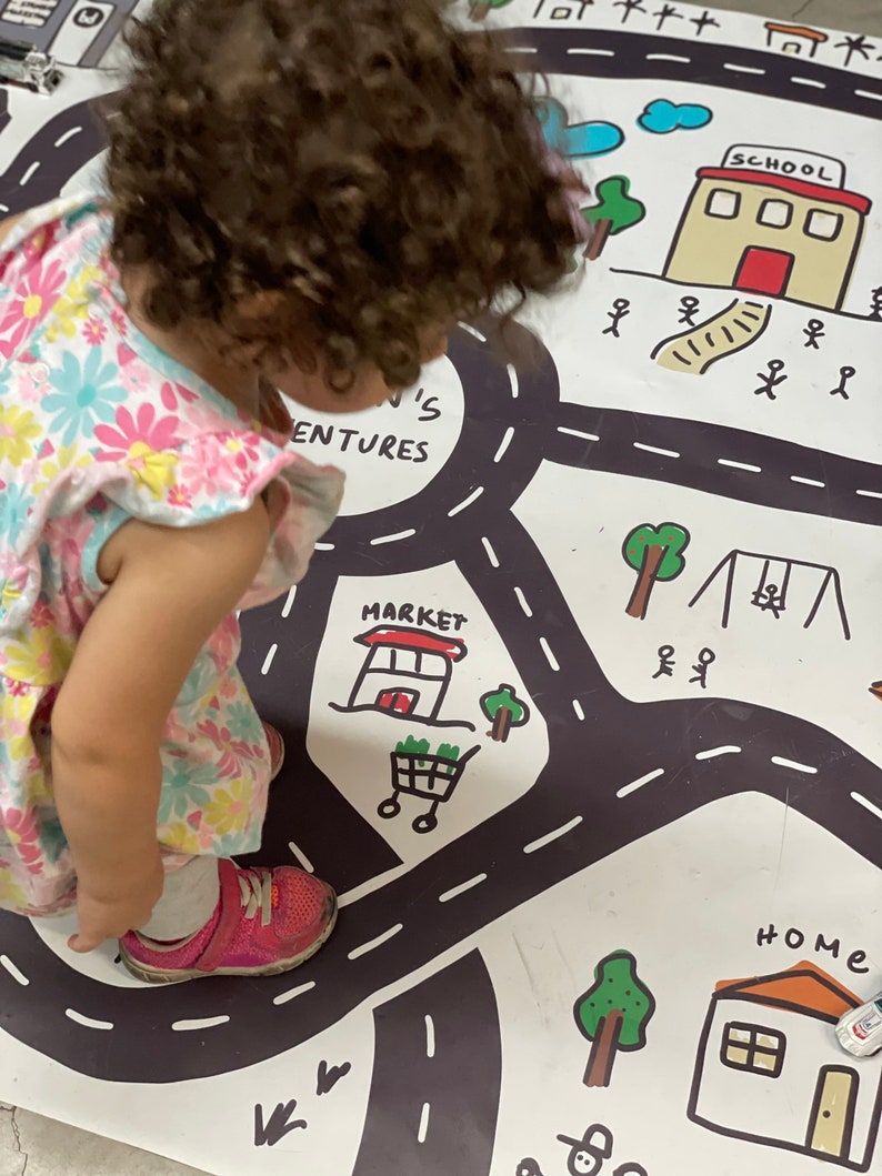 Personalized Car Play Mat for toddlers / Road Adventure Mat / Unique name illustration, ideal gift for birthdays. image 10