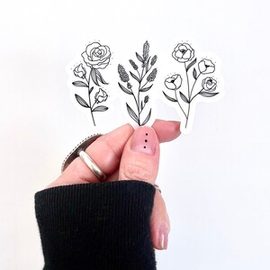 3 Flowers | Waterproof Sticker | Laptop Sticker | Water Bottle Sticker | Laptop Decal | CLEAR Glossy Sticker
