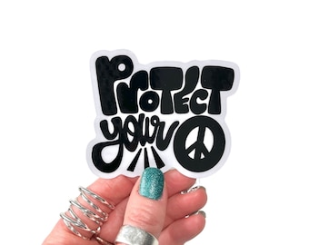 Protege tu paz / Adhesivo impermeable / Adhesivo para portátil / Adhesivo para botella de agua / Adhesivo para portátil / Empoderamiento / Adhesivo transparente