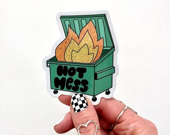 Hot Mess | Waterproof Sticker | Laptop Sticker | Water Bottle Sticker | Laptop Decal | Glitter | Hydroflask Sticker | Glitter Sticker