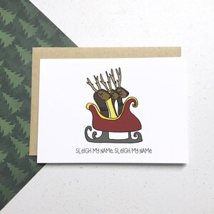 Trenó meu nome, trenó meu nome - cartão de felicitações de Natal