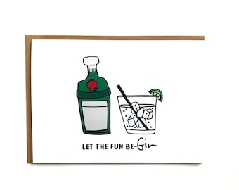 Let The Fun Be-Gin | Geburtstag | Feier | Gin Grußkarte | Lustige Geburtstagskarte