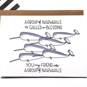 Eine Gruppe narwhals wird als Segen bezeichnet - nur weil | Freundschaft | Kind | Wertschätzung | Gesegnet - Grußkarte