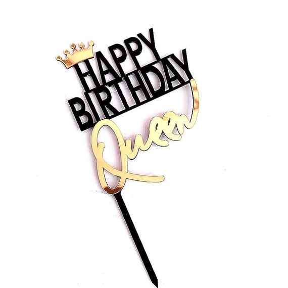 Cake Topper Happy Birthday Princess King Queen Gold Sign Large Etsy Cake Topper Happy Birthday Princess King Queen Gold Sign Large Etsy