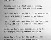 Seamus Heaney SCAFFOLDING hand typed poem vintage typewriter quote lyric poetry
