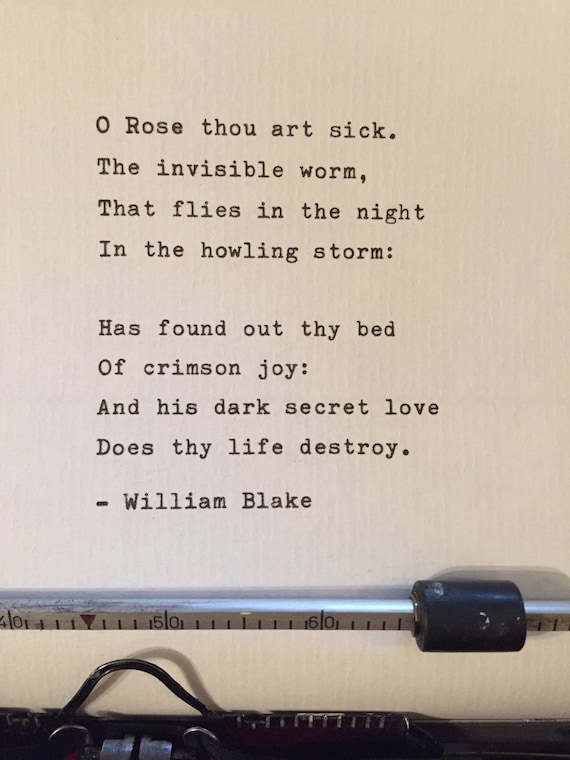 William Blake Hand Typed Poem Vintage Typewriter Ink Love Poem - Etsy William Blake Hand Typed Poem Vintage Typewriter Ink Love Poem - Etsy
