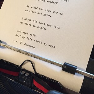 A E Housman hand typed poem vintage typewriter valentines gift lyrics image 2