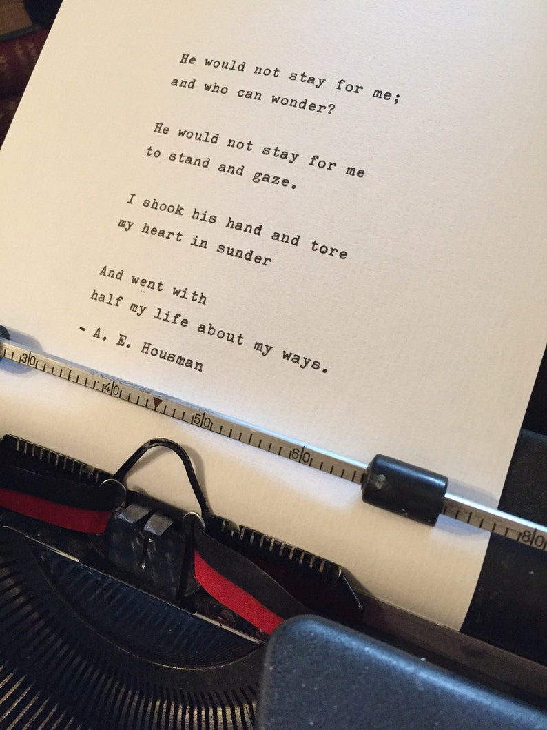 A E Housman hand typed poem vintage typewriter valentines gift lyrics image 2