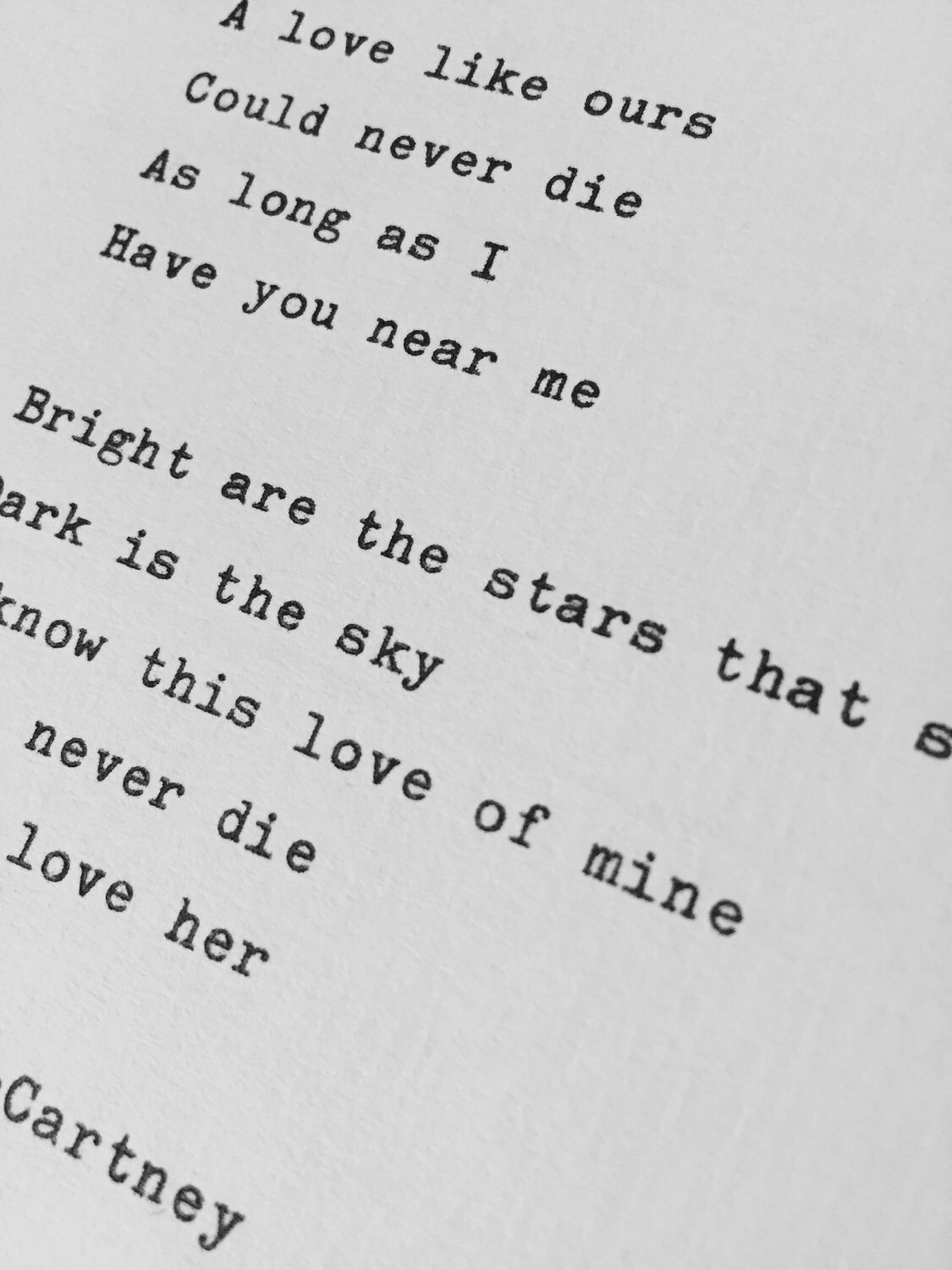 The Beatles Lyrics and I Love Her Hand Tyoed on Vintage Etsy UK