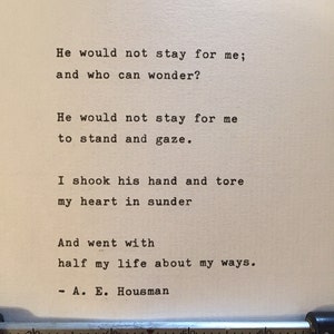 A E Housman hand typed poem vintage typewriter valentines gift lyrics image 1