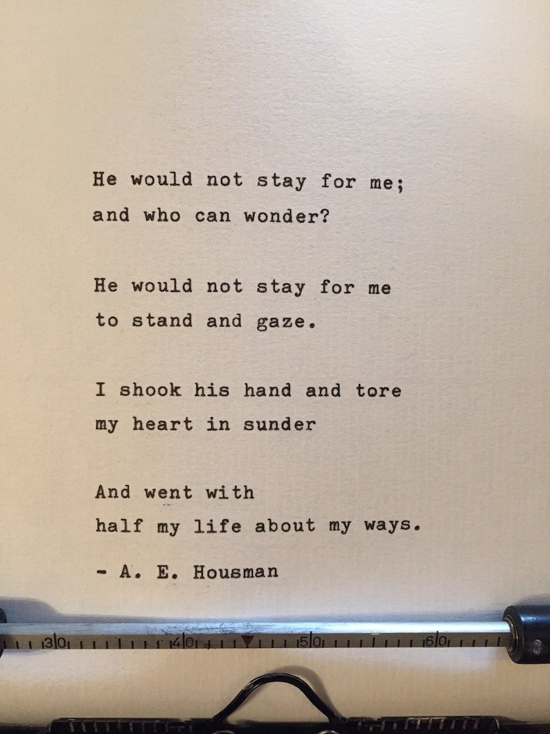 A E Housman hand typed poem vintage typewriter valentines gift lyrics image 1