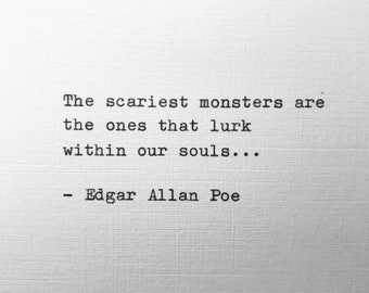 Edgar Allan Poe - hand typed quote poem vintage typewriter lyric gift