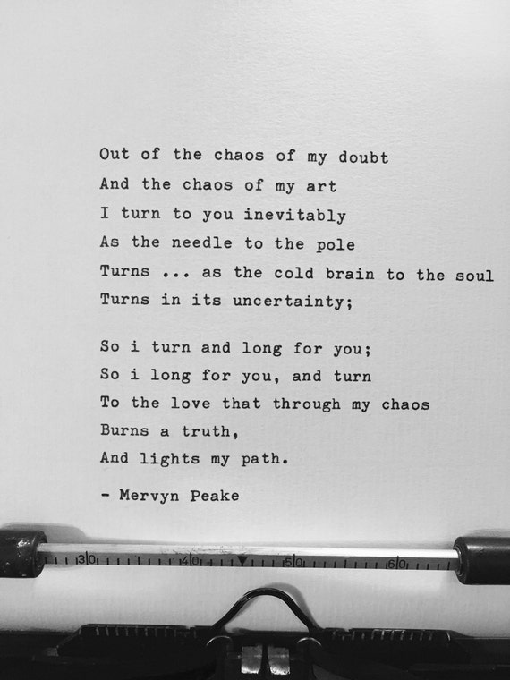 Mervyn Peak Out Of The Chaos Hand Getippten Gedicht Etsy