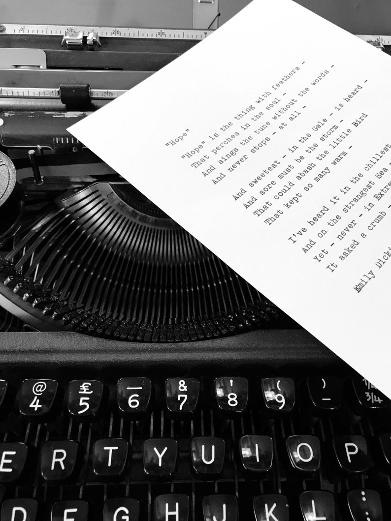 Emily Dickinson HOPE Hand Typed Poem Vintage Typewriter Quote Etsy