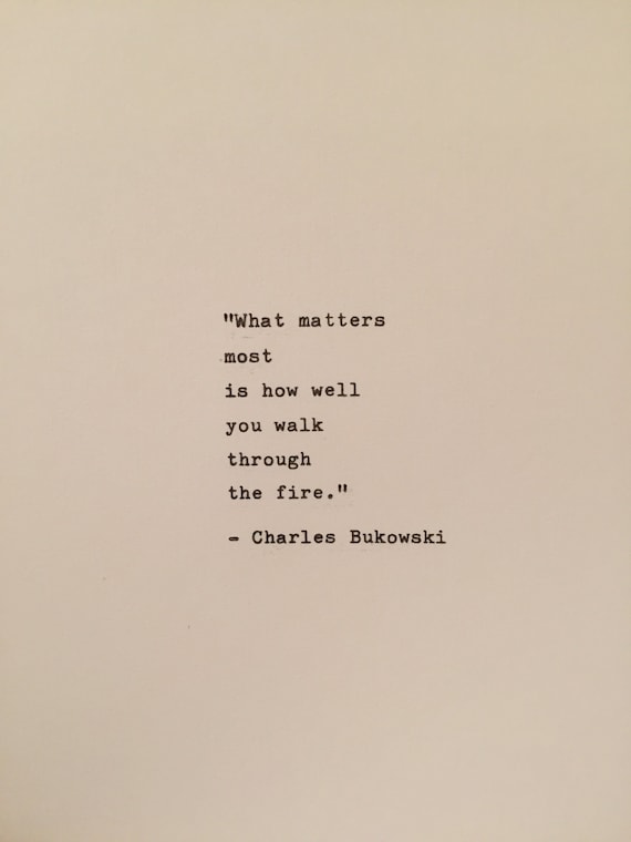 Charles Bukowski Poem Hand Typed on Vintage Typewriter Book Quote Poem Song  Lyrics -  Sweden
