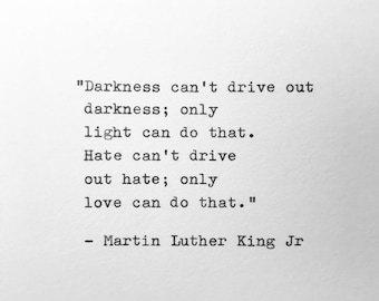 Martin Luther King Jr - hand typed quote poem vintage typewriter lyric gift