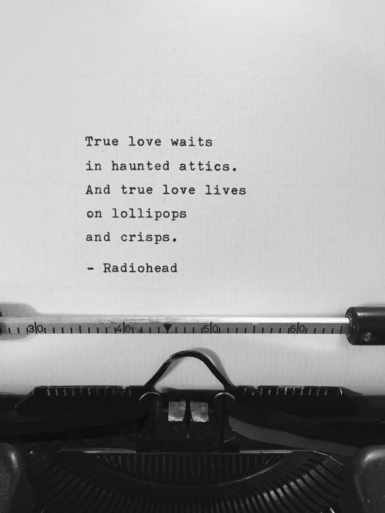 Radiohead True Love Waits hand typed lyrics vintage typewriter Etsy