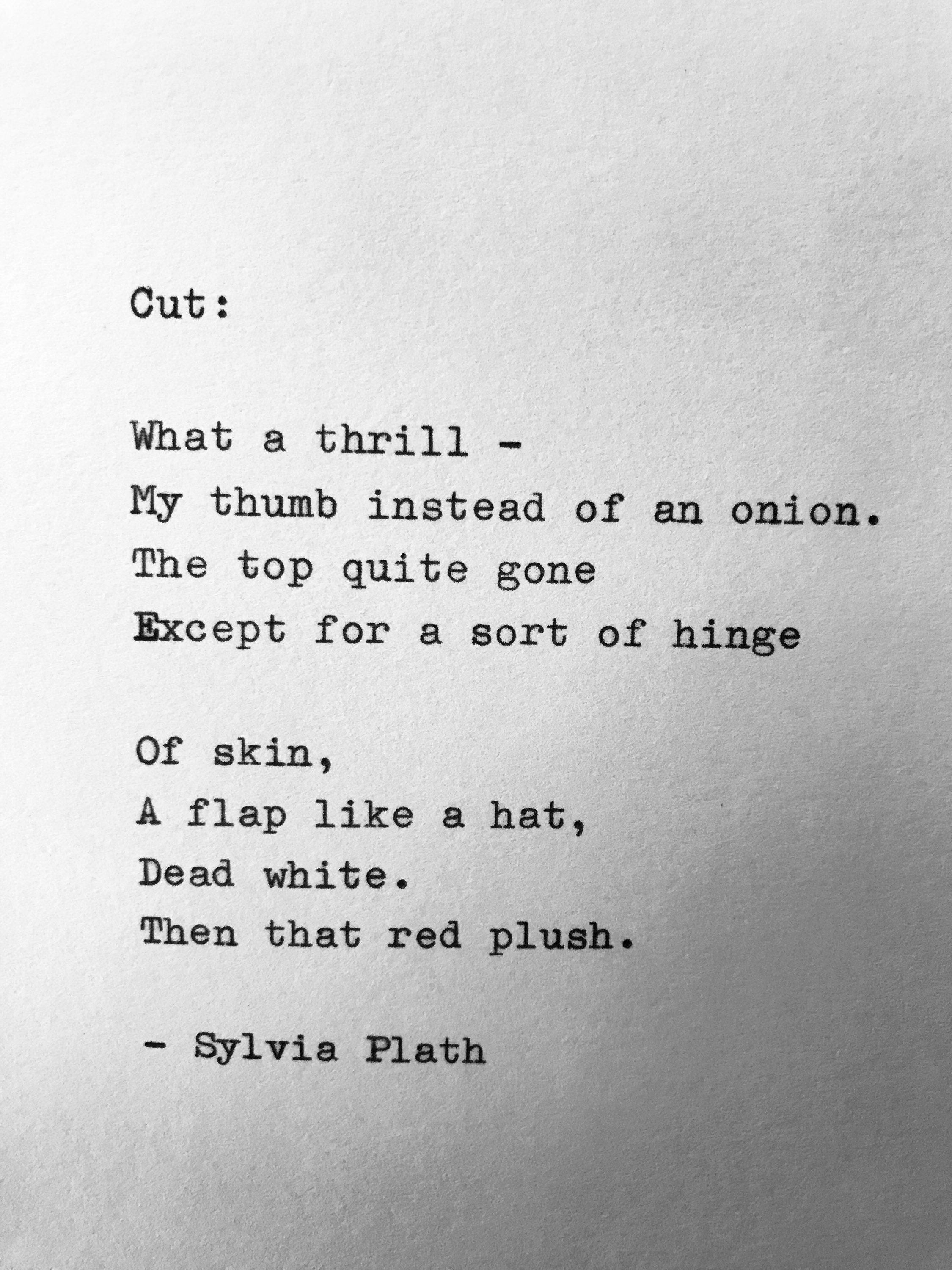 Sylvia Plath CUT Hand Typed Poem Vintage Etsy Australia
