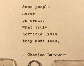 Charles Bukowski hand getypt citaat gedicht vintage typemachine lyrische cadeau