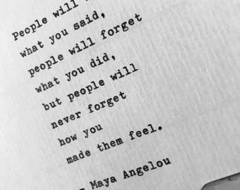 Maya Angelou hand typed quote vintage typewriter valentines gift