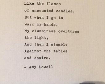 Amy Lowell hand typed poem vintage typewriter ink quote lyrics valentines poem