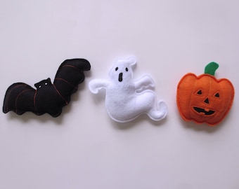 Giocattolo di erba gatta per Halloween: fantasma, pipistrello o zucca di Halloween in feltro fatto a mano