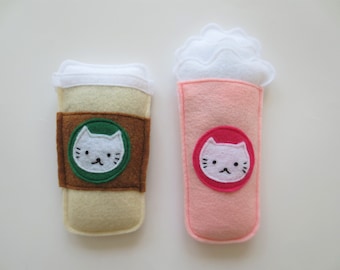 Felt Catnip Coffee Cup Cat Toy: Handmade Organic Cat Gift
