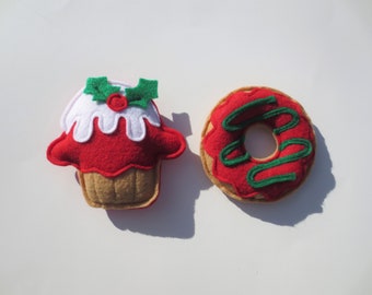 Catnip Cat Toy: Handmade Felt Holiday Cupcake or Donut