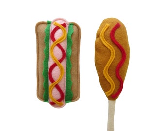 Giocattolo per gatti a forma di hot dog in feltro: ripieno di erba gatta biologica