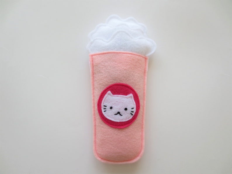 Cat toy Catnip Takeout Coffee Catnip toy for cat gift for cat lover organic catnip toy unique cat toy cute cat toy handmade cat toy birthday Cold (Pink Cup)