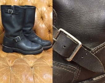 Vintage 1960s Black Leather Boots 